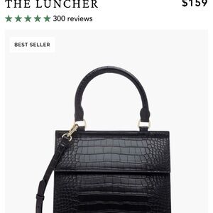 The Luncher Black Croc-Embossed Satchel